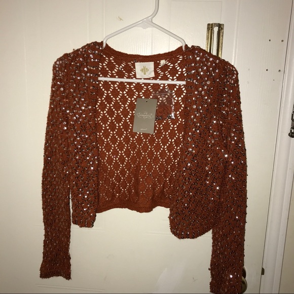 Anthropologie Sequin Embellished Crochet Cardigan - Picture 2 of 4